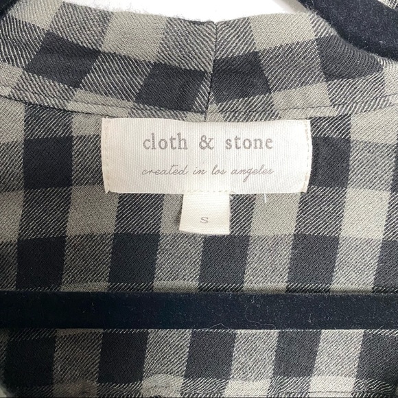 CLOTH & STONE | Buffalo Plaid Check Faux Wrap Draped Blouse with Hi-Lo Hem Style - Picture 2 of 5